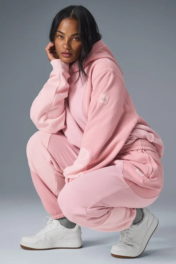Make Waves Hoodie – Sonnenuntergangsrosa, Ton-in-Ton