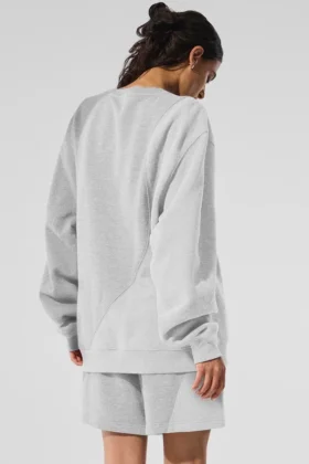 „Make Waves“-Pullover mit Rundhalsausschnitt – Athletic Heather Grey Tonal