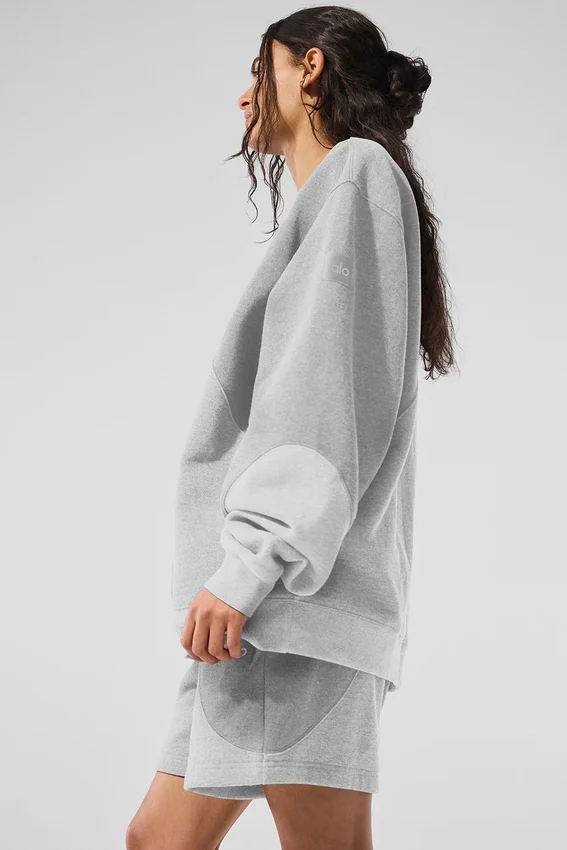 „Make Waves“-Pullover mit Rundhalsausschnitt – Athletic Heather Grey Tonal