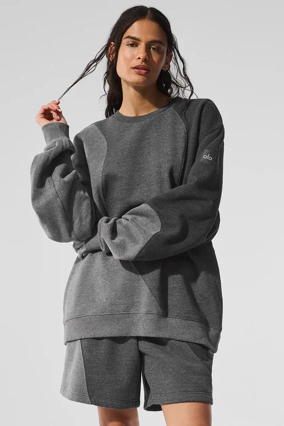 Make Waves Pullover mit Rundhalsausschnitt – Dunkelgrau meliert