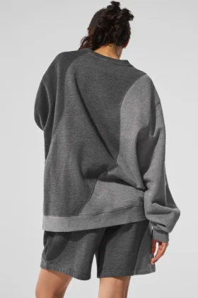 Make Waves Pullover mit Rundhalsausschnitt – Dunkelgrau meliert