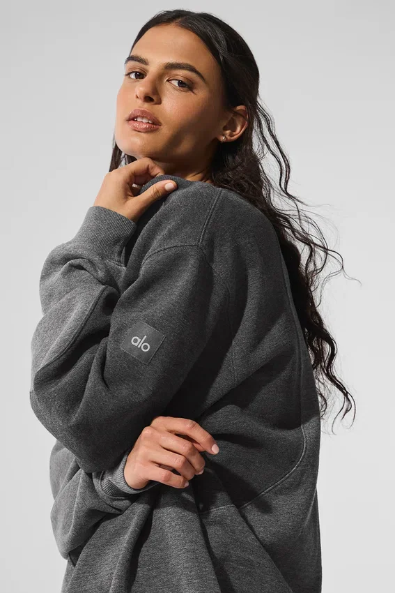 Make Waves Pullover mit Rundhalsausschnitt – Dunkelgrau meliert