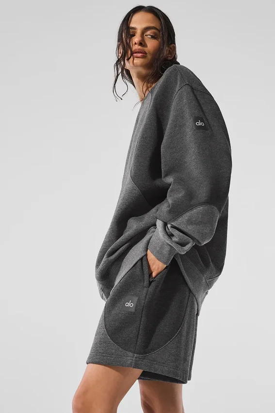Make Waves Pullover mit Rundhalsausschnitt – Dunkelgrau meliert
