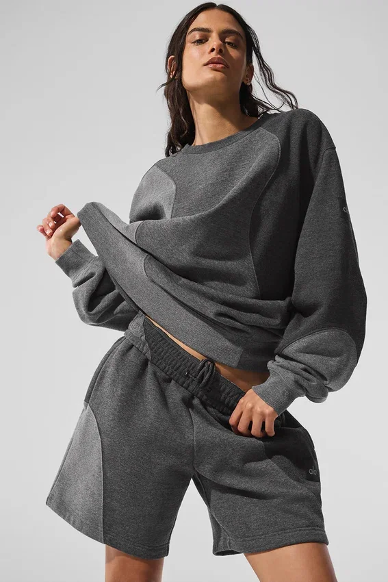 Make Waves Pullover mit Rundhalsausschnitt – Dunkelgrau meliert