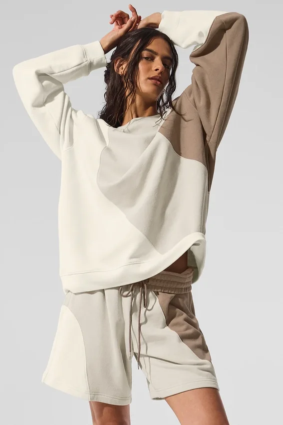 Make Waves Pullover mit Rundhalsausschnitt – Elfenbein/Beige/Kies