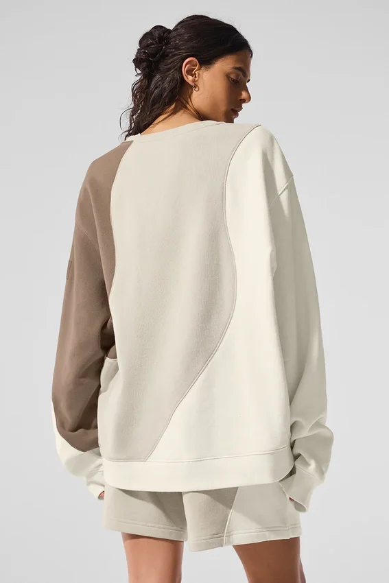 Make Waves Pullover mit Rundhalsausschnitt – Elfenbein/Beige/Kies