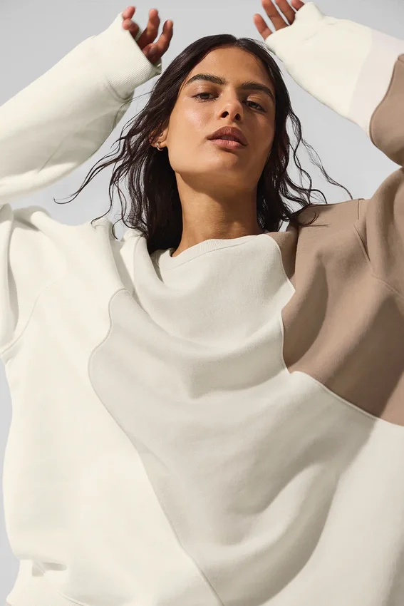Make Waves Pullover mit Rundhalsausschnitt – Elfenbein/Beige/Kies