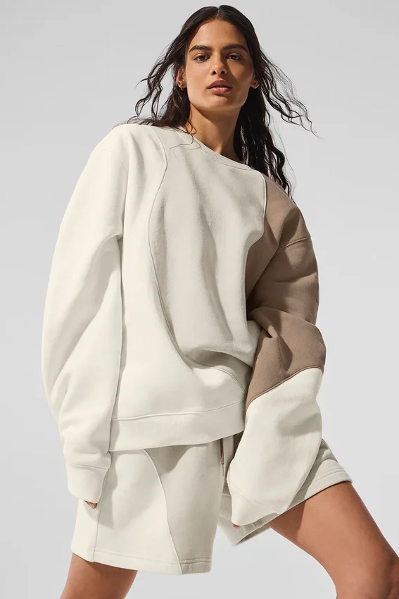 Make Waves Pullover mit Rundhalsausschnitt – Elfenbein/Beige/Kies