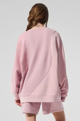 Make Waves Pullover mit Rundhalsausschnitt – Sonnenuntergangsrosa, ton-in-ton