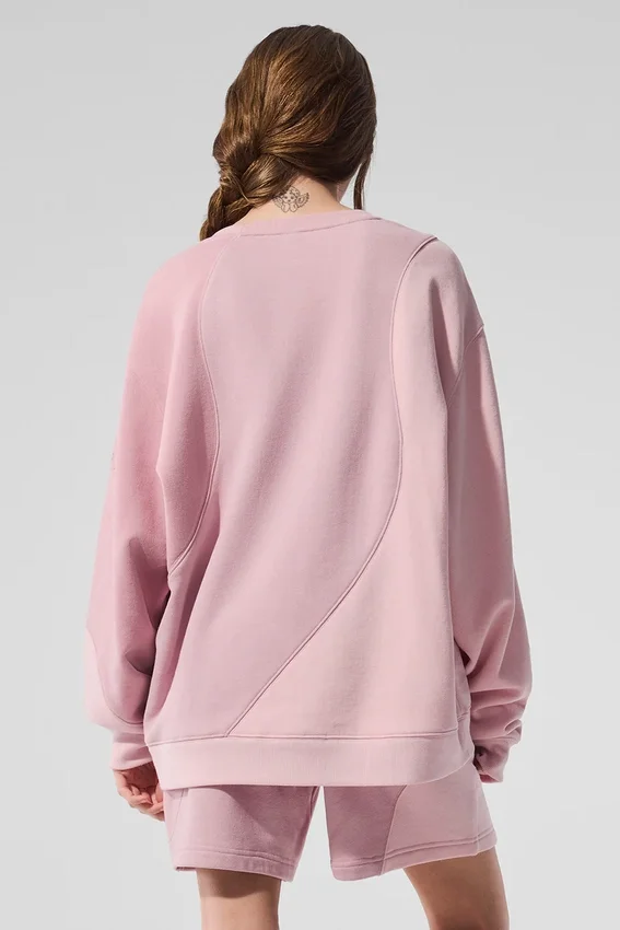 Make Waves Pullover mit Rundhalsausschnitt – Sonnenuntergangsrosa, ton-in-ton
