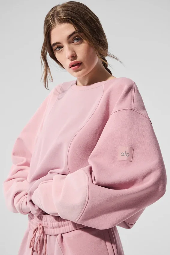 Make Waves Pullover mit Rundhalsausschnitt – Sonnenuntergangsrosa, ton-in-ton