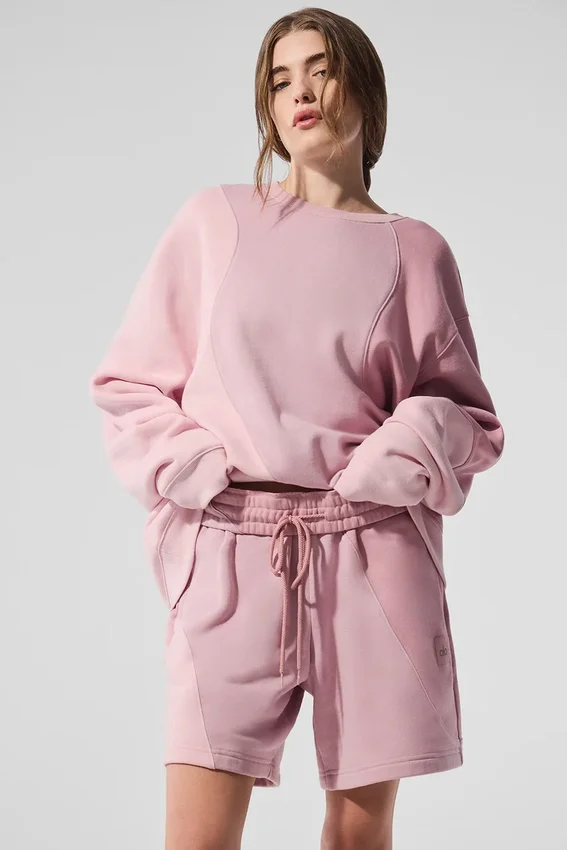 Make Waves Pullover mit Rundhalsausschnitt – Sonnenuntergangsrosa, ton-in-ton