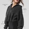Marl-Pullover mit 1/4-Reißverschluss – Schwarz meliert