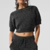 Marl-Pullover mit Kurzarmshirts – Black Marl