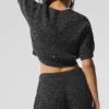 Marl-Pullover mit Kurzarmshirts – Black Marl