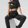 Marl-Pullover mit Kurzarmshirts – Black Marl