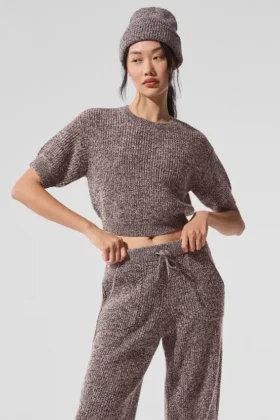 Marl-Pullover mit Kurzarmshirts – Mushroom Marl