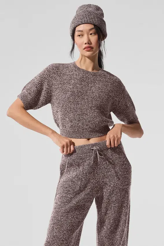 Marl-Pullover mit Kurzarmshirts – Mushroom Marl