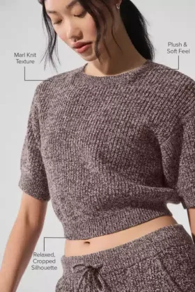 Marl-Pullover mit Kurzarmshirts – Mushroom Marl