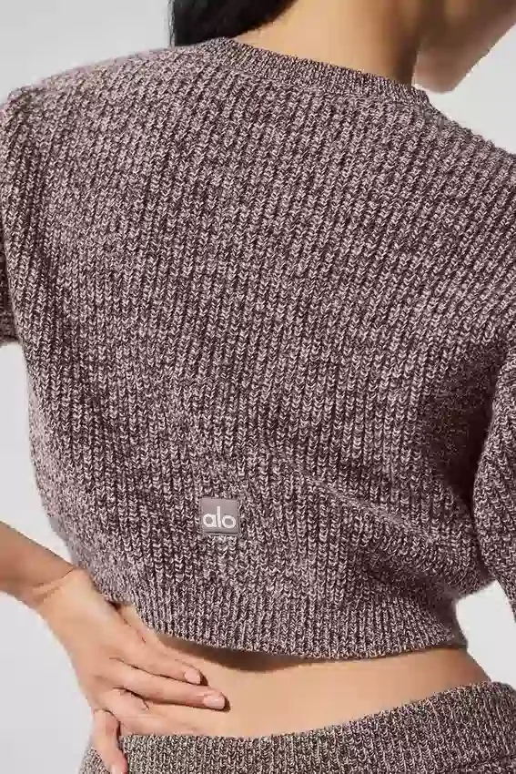 Marl-Pullover mit Kurzarmshirts – Mushroom Marl