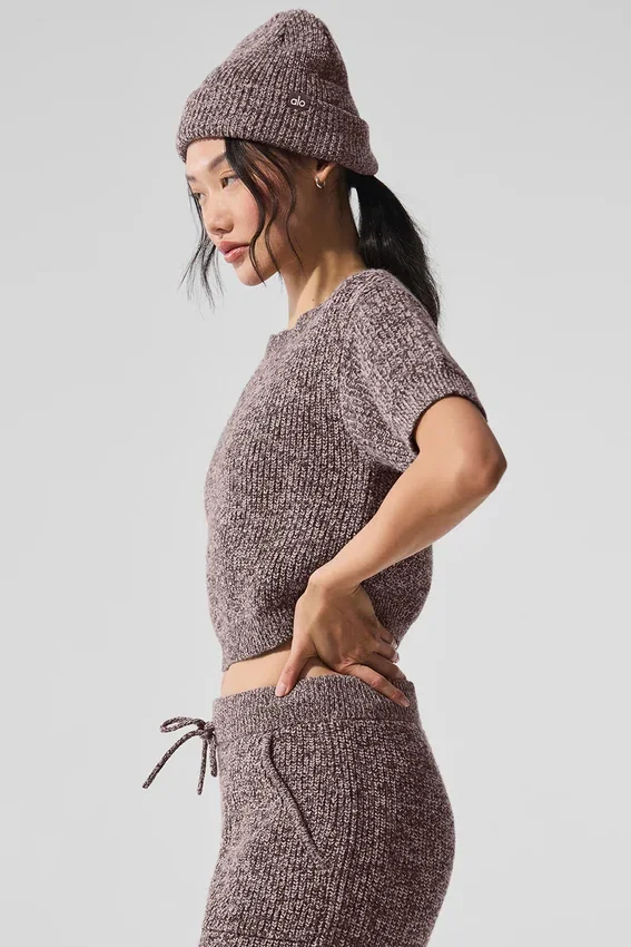 Marl-Pullover mit Kurzarmshirts – Mushroom Marl