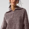 Marmorierter Pullover mit 1/4-Reißverschluss – Pilzfarben marmoriert