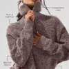 Marmorierter Pullover mit 1/4-Reißverschluss – Pilzfarben marmoriert