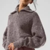Marmorierter Pullover mit 1/4-Reißverschluss – Pilzfarben marmoriert