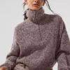 Marmorierter Pullover mit 1/4-Reißverschluss – Pilzfarben marmoriert