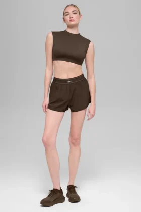 Alo Softsculpt Capped Out Kurzarmshirt – Espresso