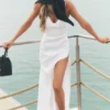 Maxikleid „Riviera“ aus Leinenmischung – Weiß