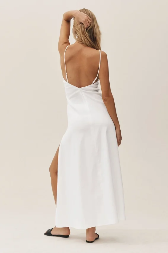 Maxikleid „Riviera“ aus Leinenmischung – Weiß