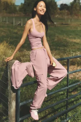 Megastar-Cargo-Hose mit niedriger Leibhöhe – Vintage Pink
