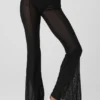 Mesh-Hose mit High-Waist-Taille „Flicker“ – Schwarz