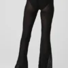 Mesh-Hose mit High-Waist-Taille „Flicker“ – Schwarz