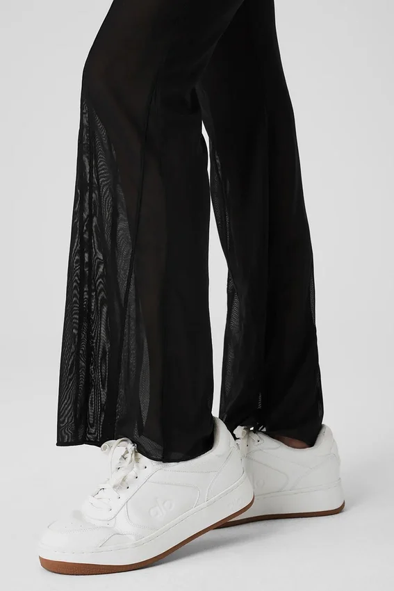 Mesh-Hose mit High-Waist-Taille „Flicker“ – Schwarz