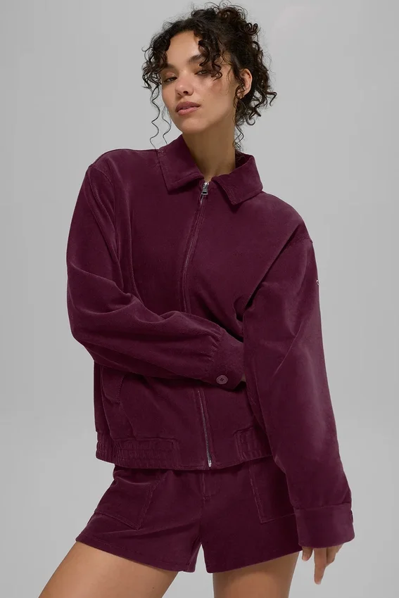 „Micro Corduroy on Duty“-Jacke – Burgunderrot