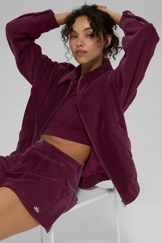 „Micro Corduroy on Duty“-Jacke – Burgunderrot