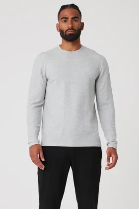Micro Waffle Fast Break Langarmshirt – Athletic Heather Grey