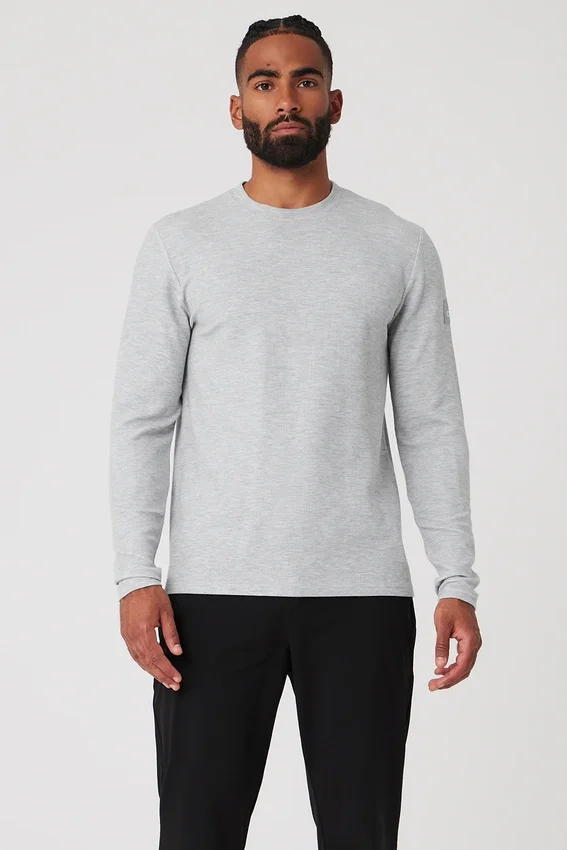 Micro Waffle Fast Break Langarmshirt – Athletic Heather Grey