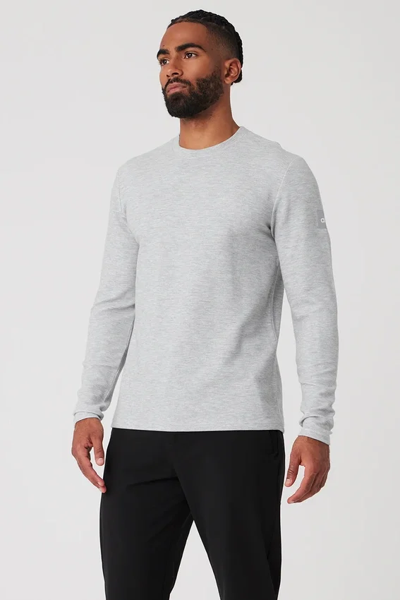 Micro Waffle Fast Break Langarmshirt – Athletic Heather Grey
