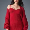 Mini-Kleid aus Denim-Strick – Kräftiges Rot/Dunkles Kräftiges Rot