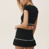 My Serve Tennisrock aus Baumwoll-Kaschmir-Mischung mit High-Waist-Design – Schwarz/Weiß