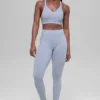 Nahtlose High-Waist-Leggings mit zweifarbigem Rippstrick – Winter Frost Heather