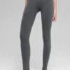 Nahtlose, High-Waist, zweifarbige Leggings mit geripptem Stoff – Dark Misty Grey Heather