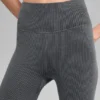 Nahtlose, High-Waist, zweifarbige Leggings mit geripptem Stoff – Dark Misty Grey Heather