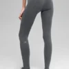 Nahtlose, High-Waist, zweifarbige Leggings mit geripptem Stoff – Dark Misty Grey Heather