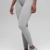Nahtlose, High-Waist, zweifarbige Leggings mit Rippmuster – Light Misty Grey Heather