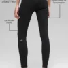 Nahtlose, zweifarbige High-Waist-Leggings mit geripptem Saum – Schwarz