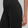 Nahtlose, zweifarbige High-Waist-Leggings mit geripptem Saum – Schwarz